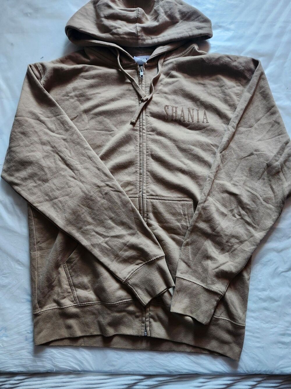 Shania Twain Zip Hoodie – Brown Textured – Size M. #101